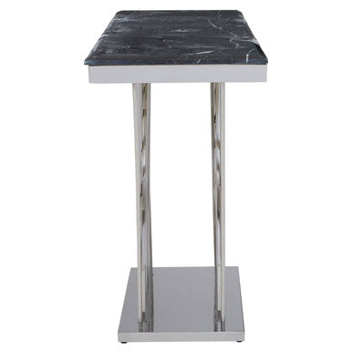 Orsina Arenza Black Marble Console Table with Intricate Silver Base