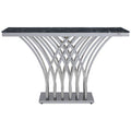 Orsina Arenza Black Marble Console Table with Intricate Silver Base