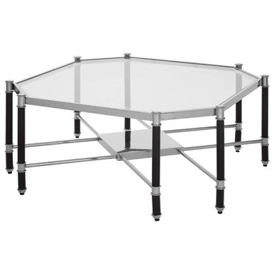 Orsina Allessi Octagonal Glass Coffee Table – Silver and Black Metal