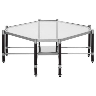 Orsina Allessi Octagonal Glass Coffee Table – Silver and Black Metal