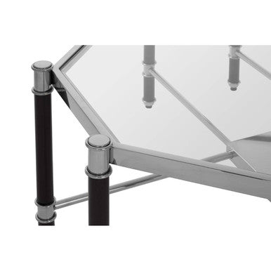 Orsina Allessi Octagonal Glass Coffee Table – Silver and Black Metal