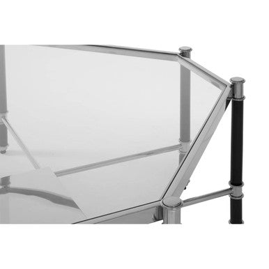Orsina Allessi Octagonal Glass Coffee Table – Silver and Black Metal