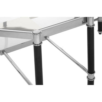 Orsina Allessi Octagonal Glass Coffee Table – Silver and Black Metal