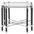 Orsina Allessi Glass End Table – Silver Chrome and Black Steel
