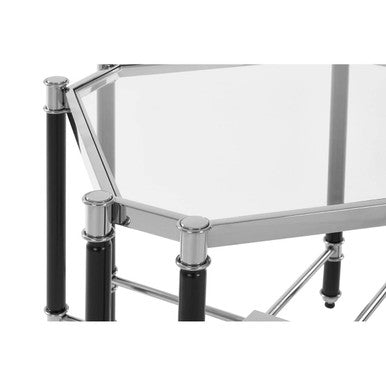 Orsina Allessi Glass End Table – Silver Chrome and Black Steel
