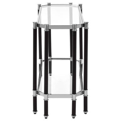 Orsina Allessi Console Table | Silver & Black Glass Entryway Table