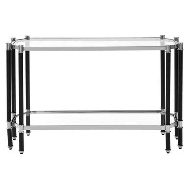 Orsina Allessi Console Table | Silver & Black Glass Entryway Table
