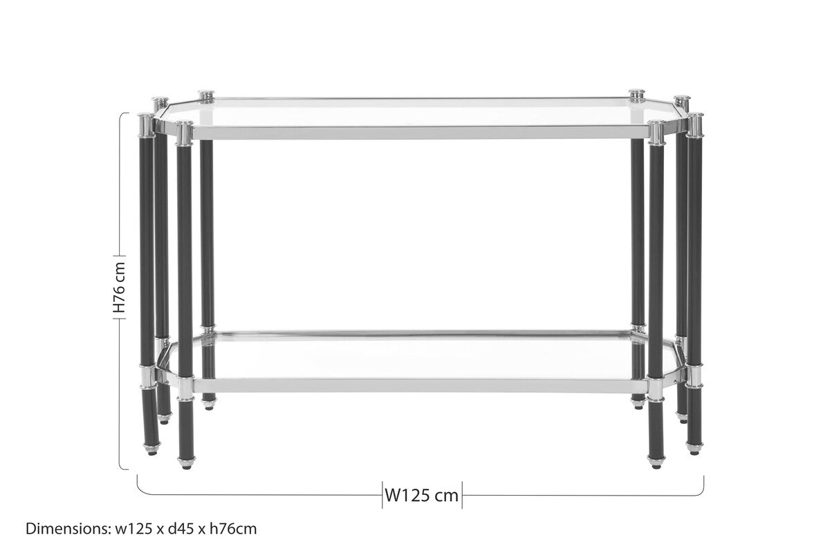 Orsina Allessi Console Table | Silver & Black Glass Entryway Table