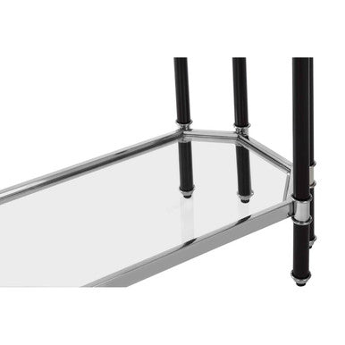 Orsina Allessi Console Table | Silver & Black Glass Entryway Table