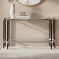 Orsina Allessi Console Table | Silver & Black Glass Entryway Table