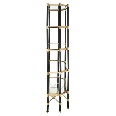 Orsina Allessi 5-Shelf Glass Bookcase | Champagne and Black Frame