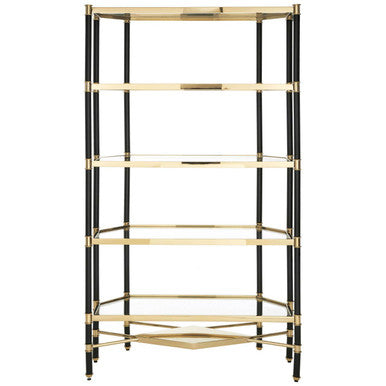 Orsina Allessi 5-Shelf Glass Bookcase | Champagne and Black Frame
