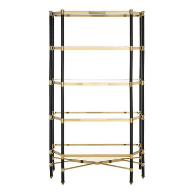 Orsina Allessi 5-Shelf Glass Bookcase | Champagne and Black Frame
