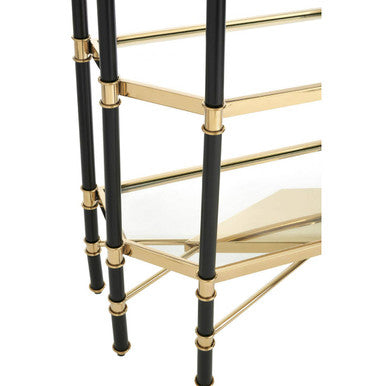 Orsina Allessi 5-Shelf Glass Bookcase | Champagne and Black Frame