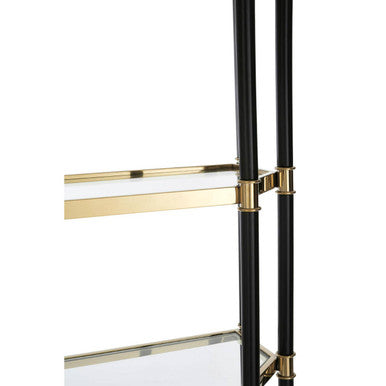 Orsina Allessi 5-Shelf Glass Bookcase | Champagne and Black Frame