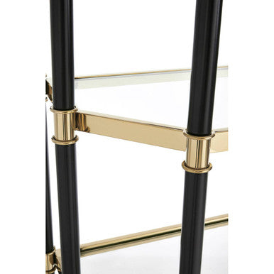 Orsina Allessi 5-Shelf Glass Bookcase | Champagne and Black Frame