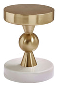 Orsina Martini Round Side Table – Gold and Ivory Stone Accent Table