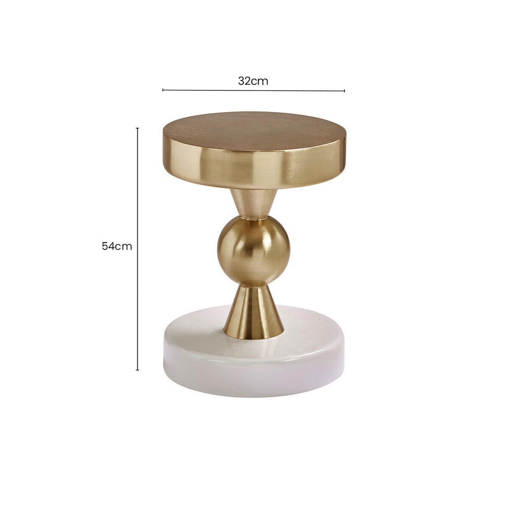 Orsina Martini Round Side Table – Gold and Ivory Stone Accent Table