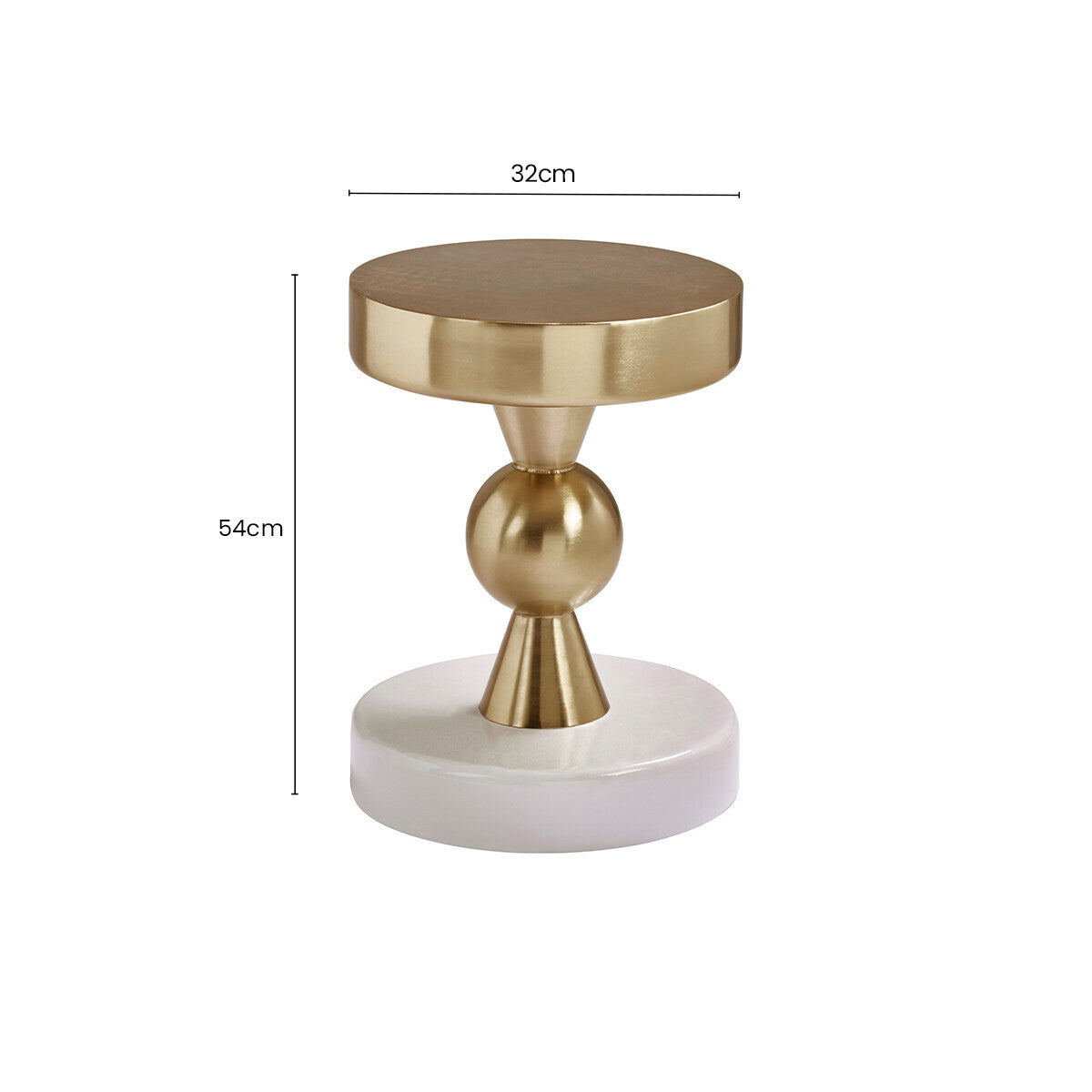 Orsina Martini Round Side Table – Gold and Ivory Stone Accent Table