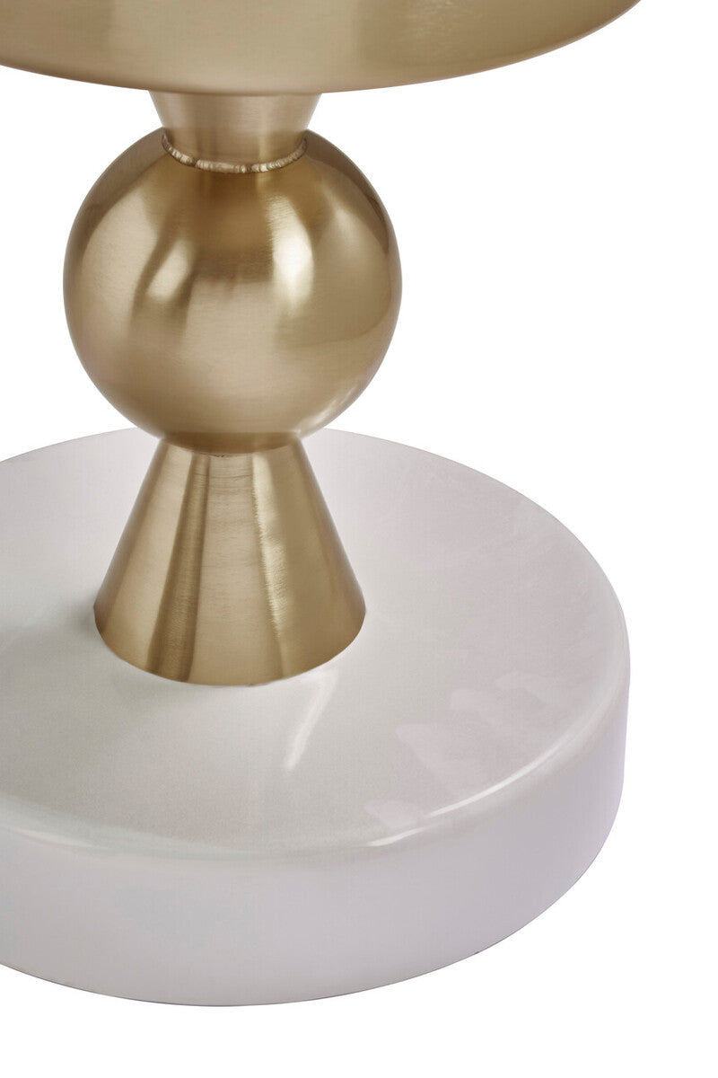 Orsina Martini Round Side Table – Gold and Ivory Stone Accent Table