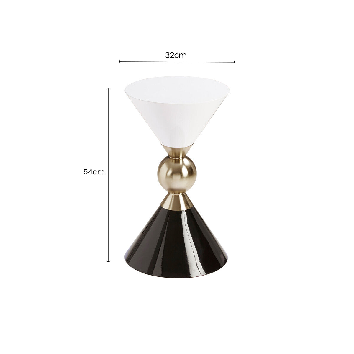 Orsina Martini Sculptural Metal Side Table – Gold, Black and White