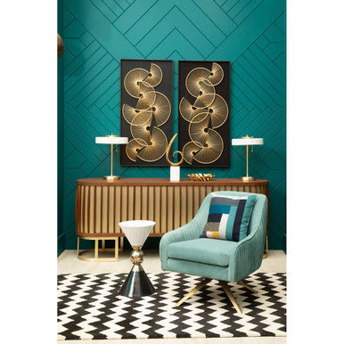 Orsina Martini Sculptural Metal Side Table – Gold, Black and White