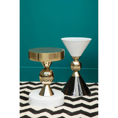 Orsina Martini Sculptural Metal Side Table – Gold, Black and White