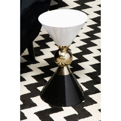 Orsina Martini Sculptural Metal Side Table – Gold, Black and White