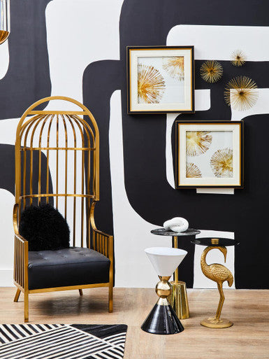 Orsina Martini Sculptural Metal Side Table – Gold, Black and White
