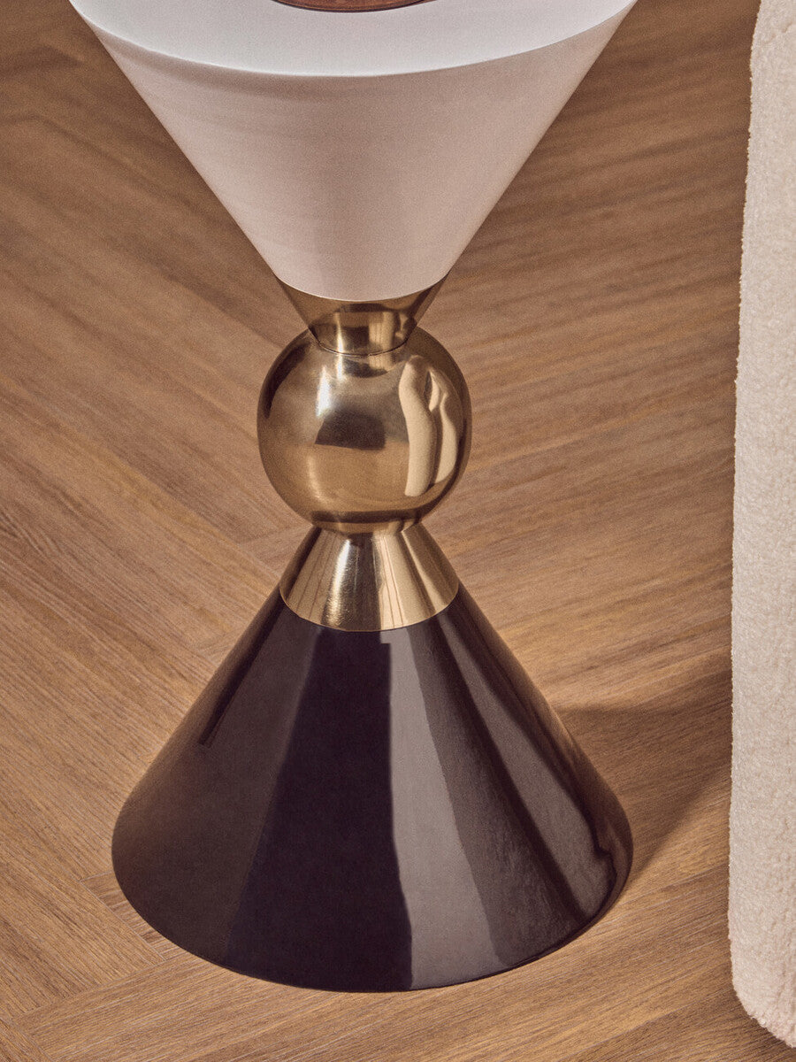 Orsina Martini Sculptural Metal Side Table – Gold, Black and White