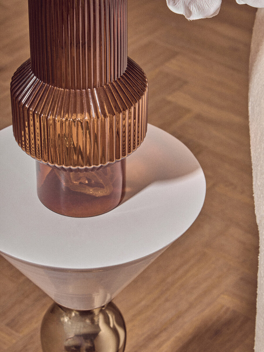 Orsina Martini Sculptural Metal Side Table – Gold, Black and White