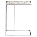 Orsina Vita White and Silver Agate Side Table – Modern Stone Accent
