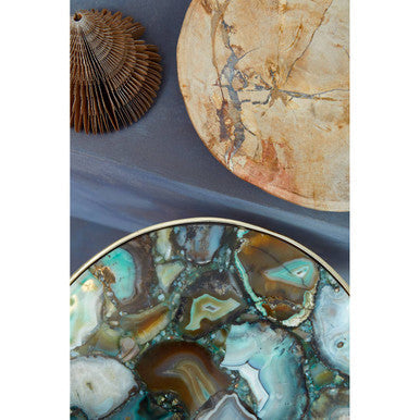 Orsina Vita Green Agate Round Side Table – Gold Metallic Frame