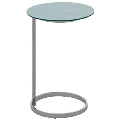 Orsina Oria Round Marble Effect End Table – Silver Stainless Steel