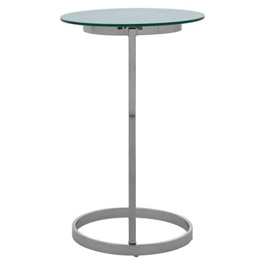 Orsina Oria Round Marble Effect End Table – Silver Stainless Steel