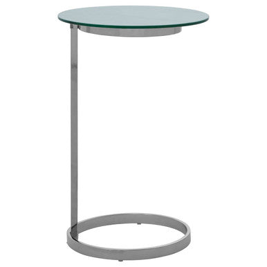 Orsina Oria Round Marble Effect End Table – Silver Stainless Steel