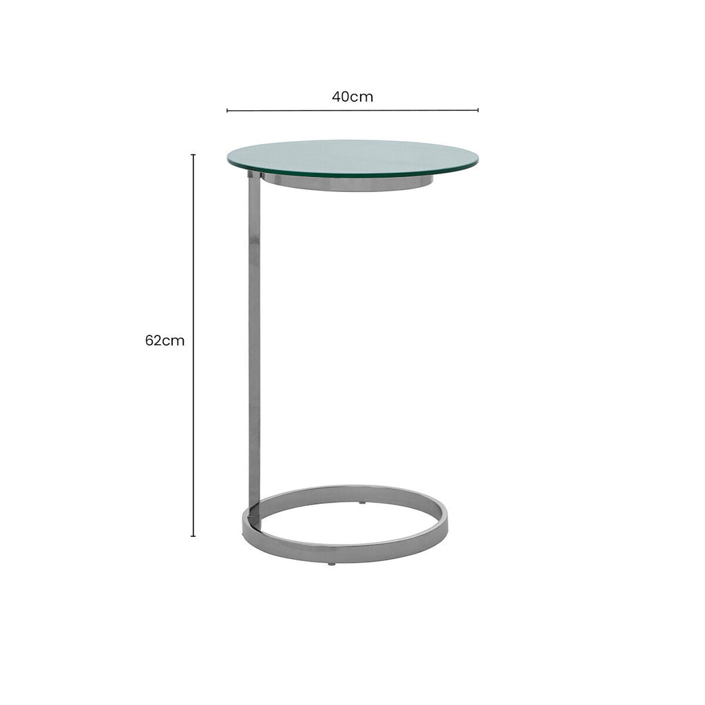 Orsina Oria Round Marble Effect End Table – Silver Stainless Steel