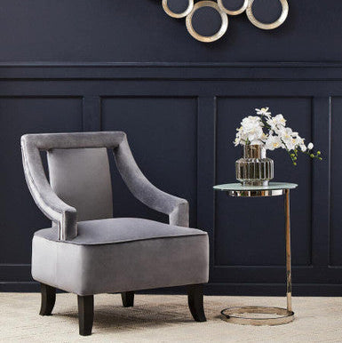 Orsina Oria Round Marble Effect End Table – Silver Stainless Steel