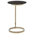 Orsina Oria Black Marble Effect Glass and Gold Round End Table
