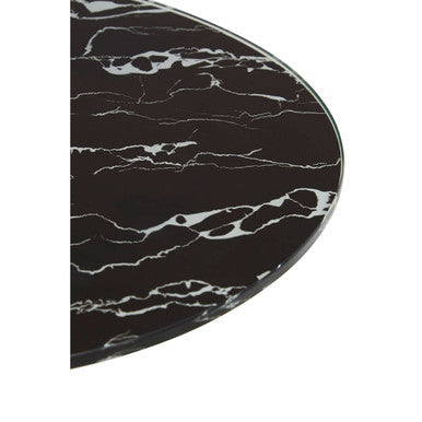 Orsina Oria Black Marble Effect Glass and Gold Round End Table