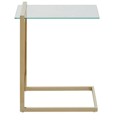 Orsina Oria Gold End Table – Clear Tempered Glass & Metallic Finish