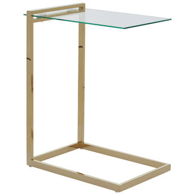 Orsina Oria Gold End Table – Clear Tempered Glass & Metallic Finish