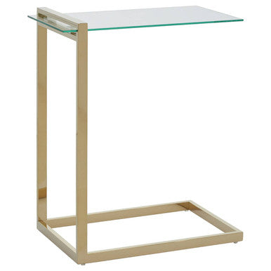 Orsina Oria Gold End Table – Clear Tempered Glass & Metallic Finish