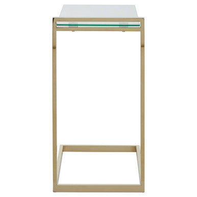 Orsina Oria Gold End Table – Clear Tempered Glass & Metallic Finish