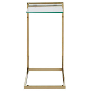 Orsina Oria Gold End Table – Clear Tempered Glass & Metallic Finish