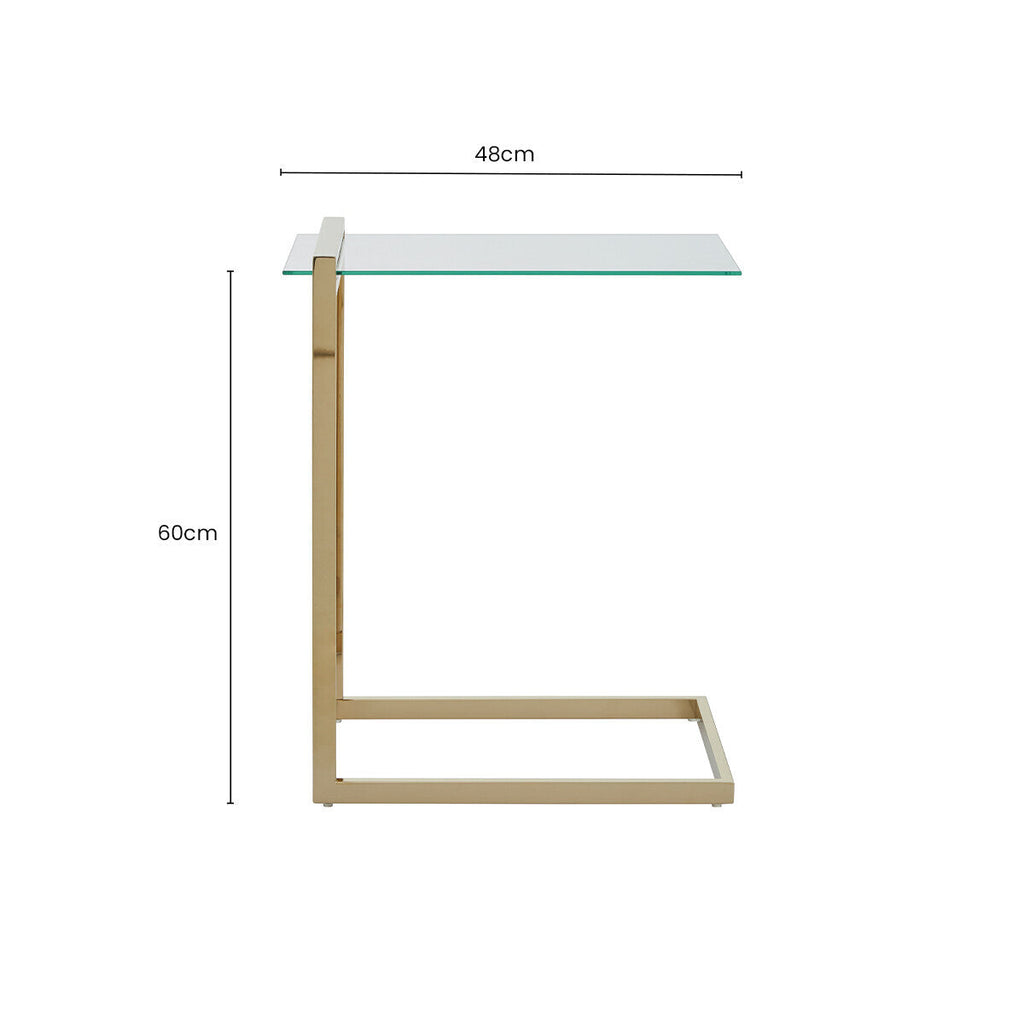 Orsina Oria Gold End Table – Clear Tempered Glass & Metallic Finish