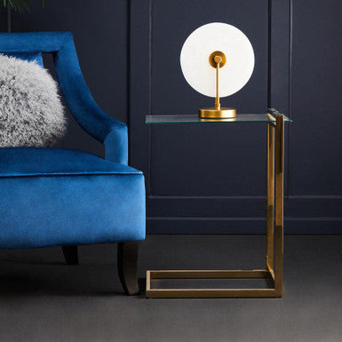 Orsina Oria Gold End Table – Clear Tempered Glass & Metallic Finish
