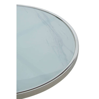 Orsina Oria Marble End Table – White and Silver Chrome Side Table