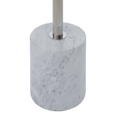 Orsina Oria Marble End Table – White and Silver Chrome Side Table