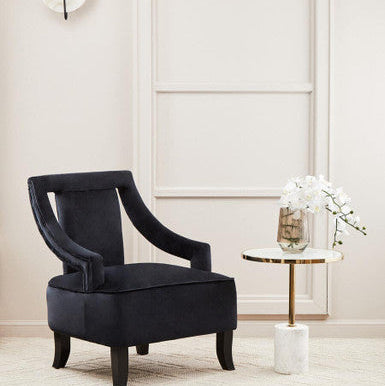 Orsina Oria White Marble End Table – Round Gold Pedestal Side Table